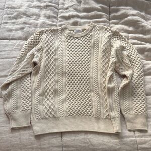 Spier and Mackay Cable Knit Crewneck Sweater - Cream
